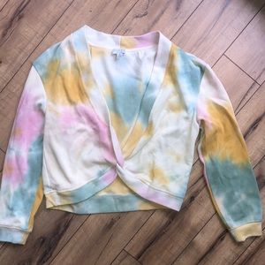 Current Air Los Angeles Cropped Tie Dye Top